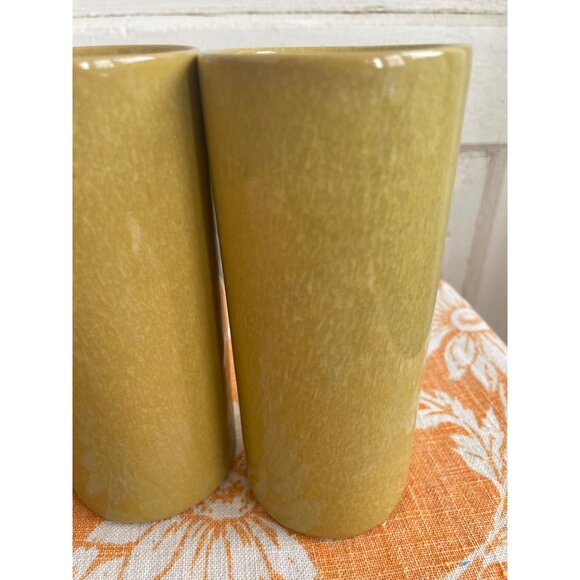 Vintage MCM Dryden Pottery Tumbler Glasses Set of 4 Yellow/Green - Picture 6 of 9